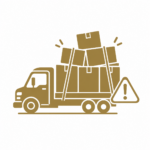 Improper cargo loading icon representing unsecured cargo, overloaded trailers, and commercial truck cargo hazards